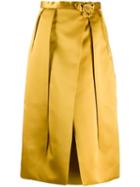Prada Rose Motif Pleated Skirt - Yellow