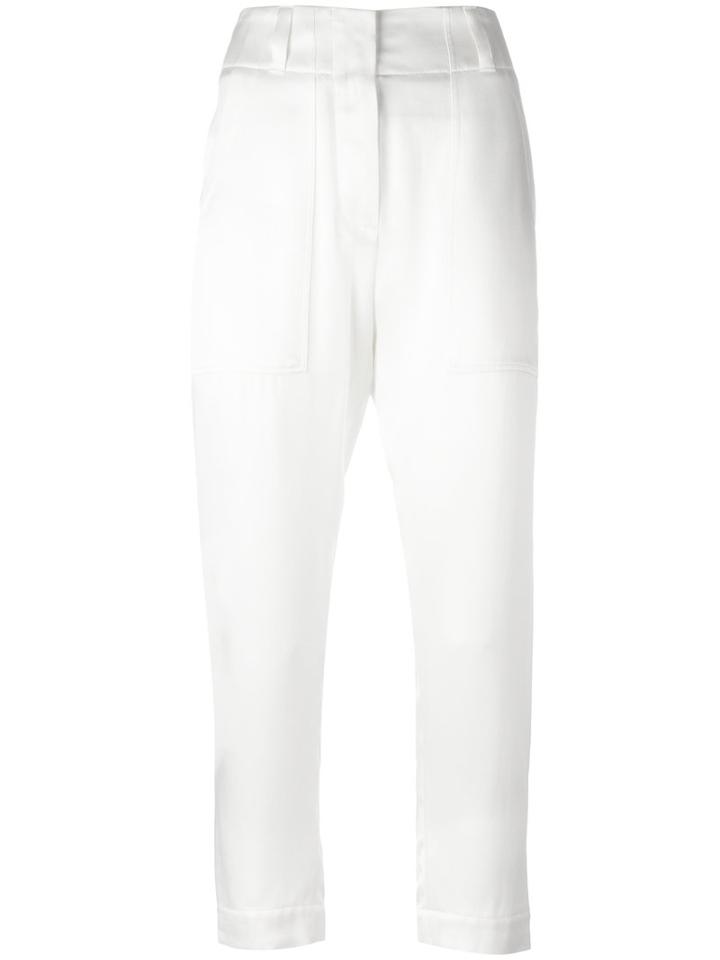 Brunello Cucinelli High-waist Cropped Trousers, Women's, Size: 38, White, Acetate/viscose/polyester