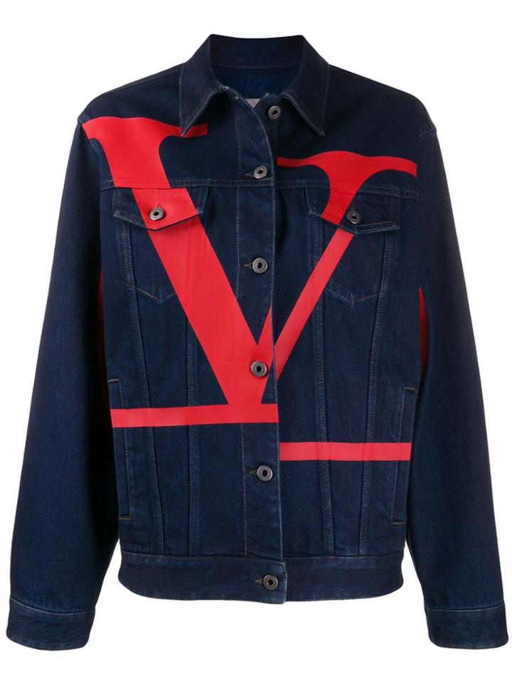 Valentino Bold Logo Denim Jacket - Blue