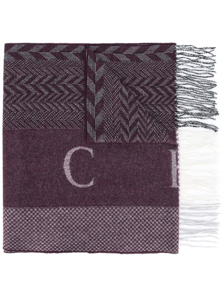 Hackett Zig-zag Knit Scarf - Purple
