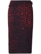 Tom Ford Leopard Print Pencil Skirt - Red