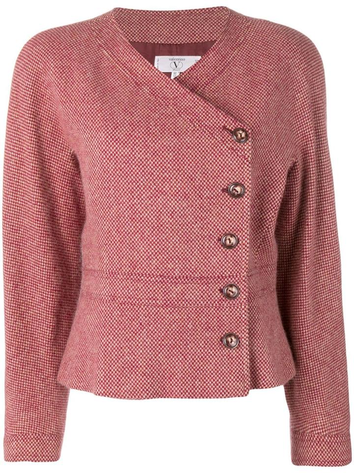 Valentino Vintage Tweed Wrap Jacket - Red