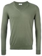 Closed V Neck Sweatshirt, Men's, Size: Medium, Green, Cotton