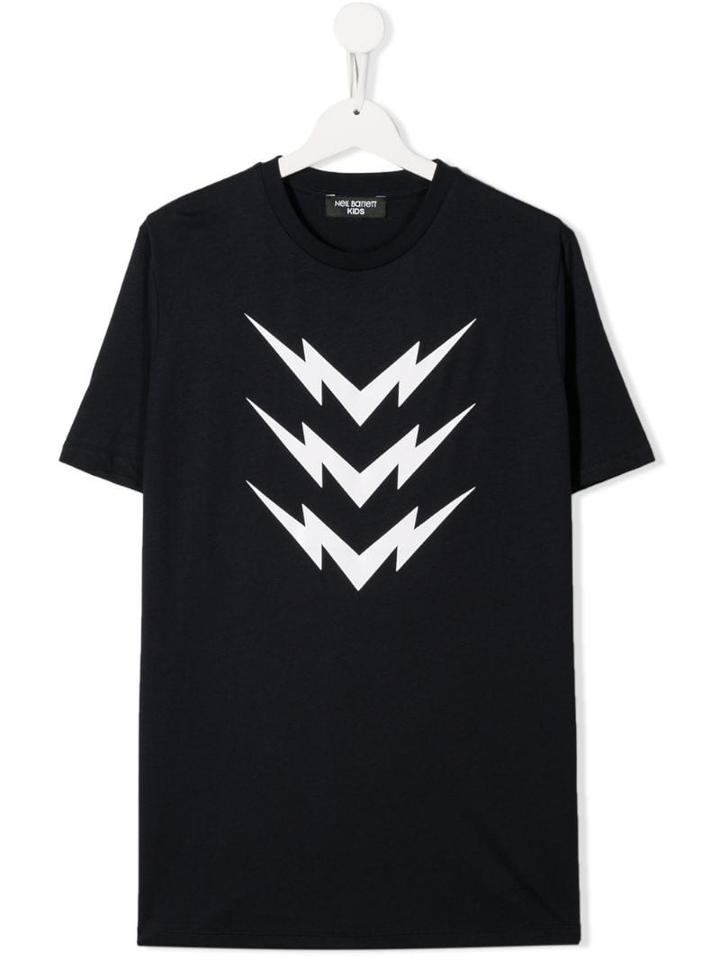 Neil Barrett Kids Teen Lightning Print T-shirt - Blue