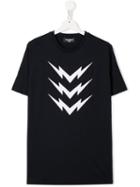 Neil Barrett Kids Teen Lightning Print T-shirt - Blue