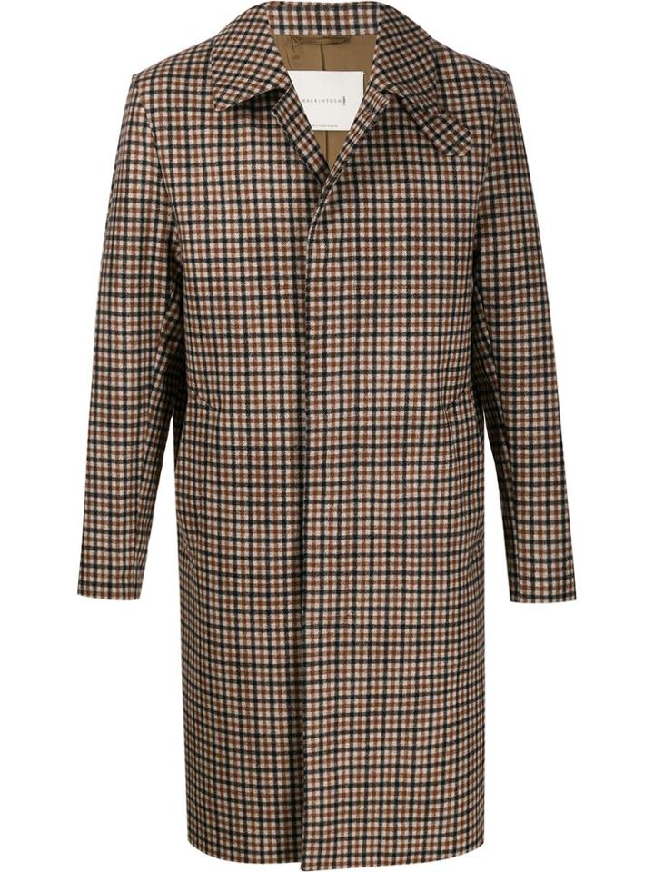 Mackintosh Dunkeld Check Pattern Coat - Brown
