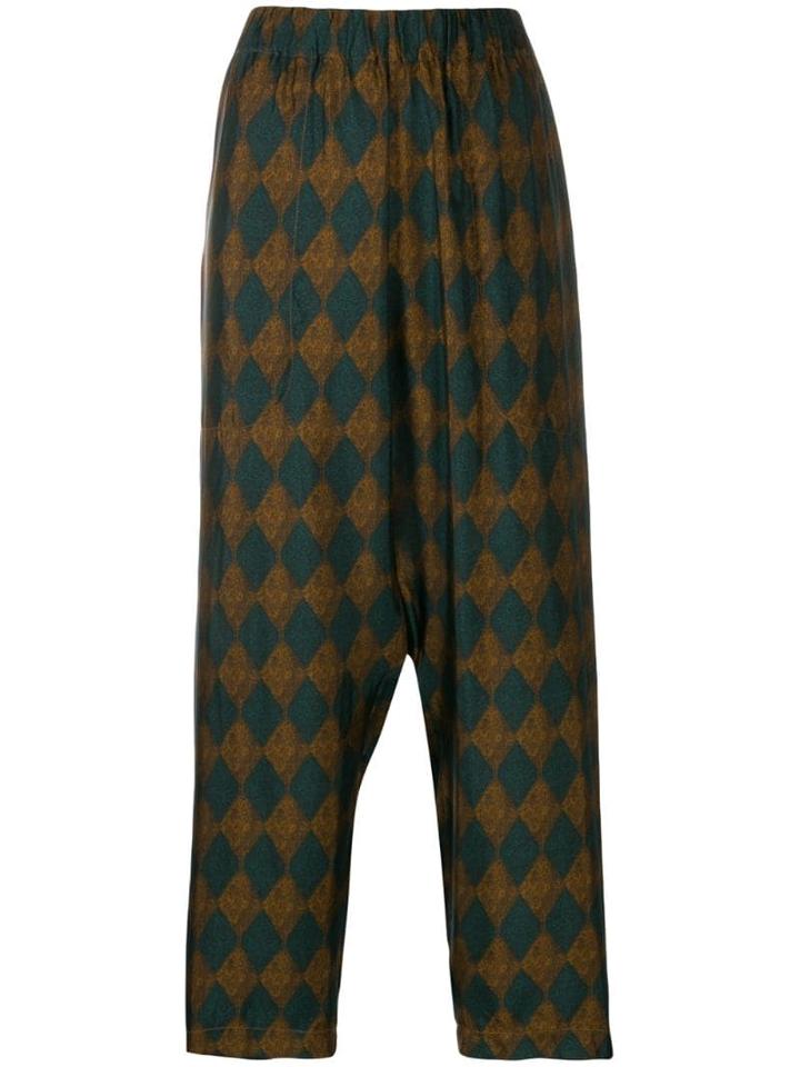 Uma Wang Diamond Print Tapered Trousers - Green