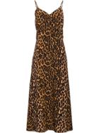 Miu Miu Leopard Print Plunge Back Dress - Brown