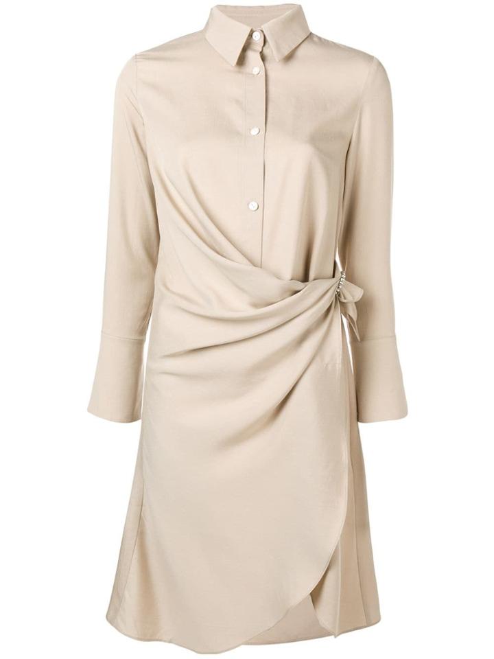 Jovonna Draped Shirt Dress - Neutrals