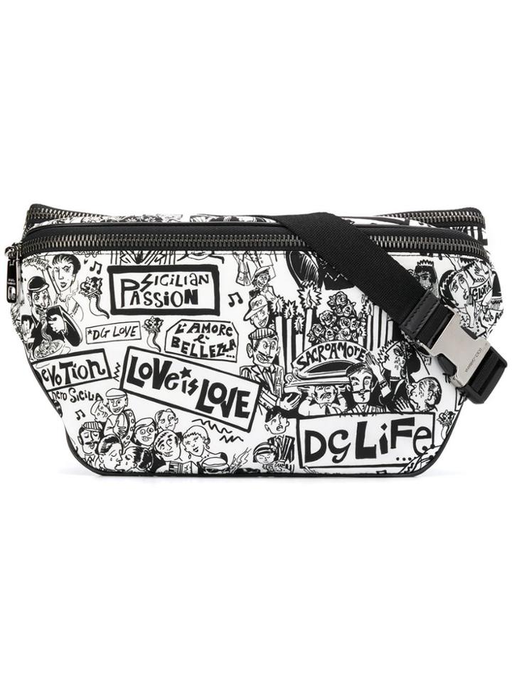 Dolce & Gabbana Graffiti Print Belt Bag - Black