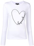 Emporio Armani Embroidered Heart Longsleeved T-shirt - White