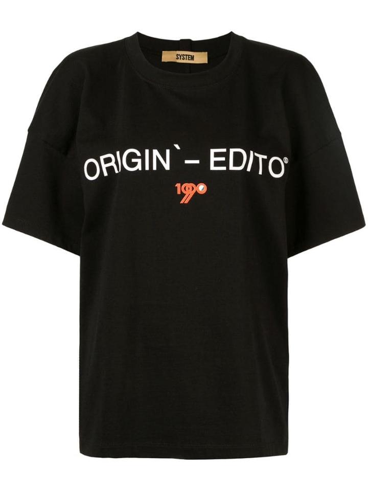 System Oversized Print T-shirt - Black