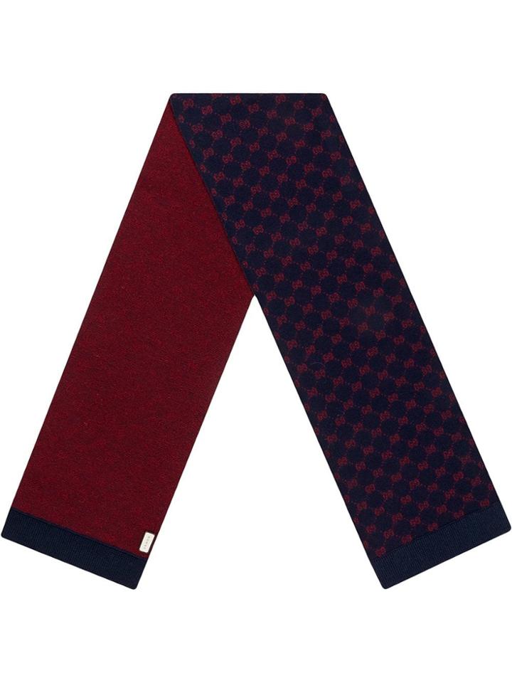 Gucci Gg Alpaca Wool Scarf - Blue