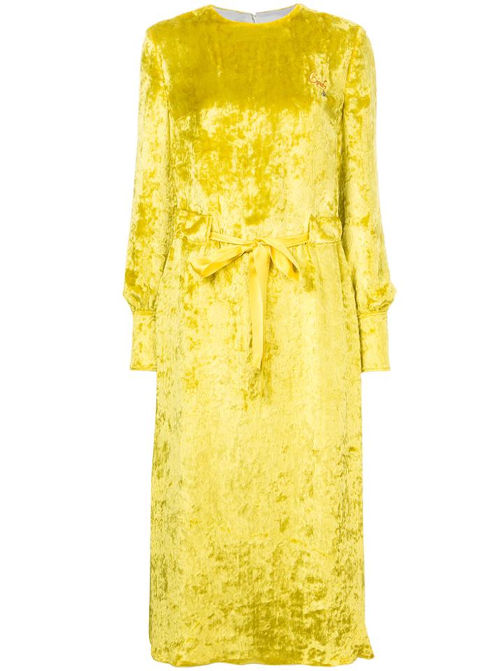 Undercover Velvet Midi Dress - Yellow & Orange