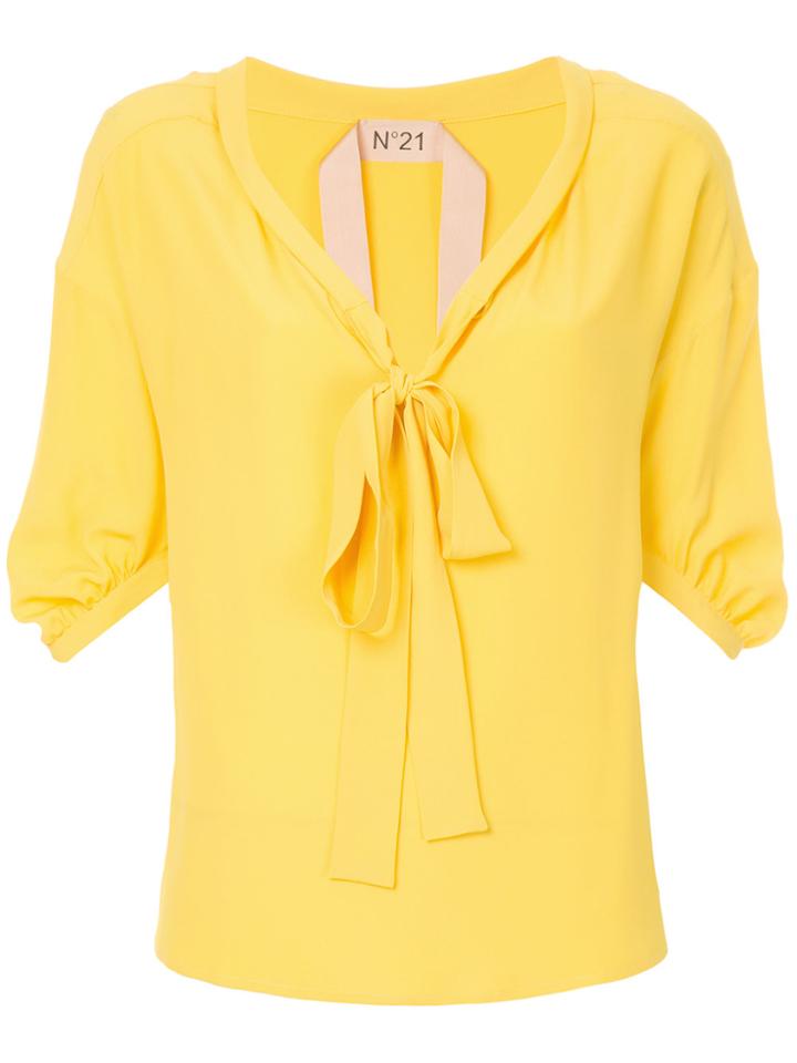 No21 Pussy Bow Blouse - Yellow & Orange