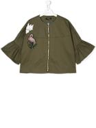 Monnalisa Jakioo Embellished Flamingo Jacket - Green