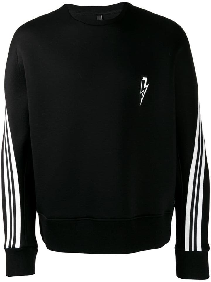 Neil Barrett Striped Sleeved Sweatshirt - Black