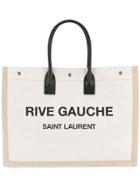 Saint Laurent Rive Gauche Logo Tote - Nude & Neutrals