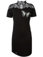 Philipp Plein Butterfly Patch Dress, Women's, Size: S, Black, Nylon/spandex/elastane/viscose/aluminium