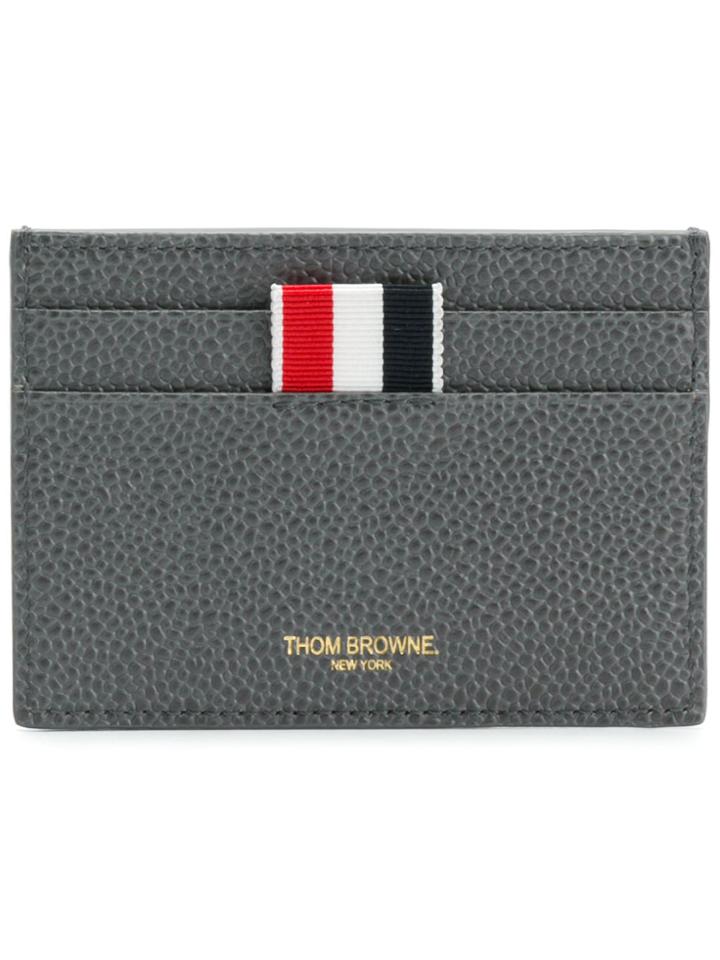 Thom Browne Diagonal Intarsia Stripe Single Cardholder In Pebble Grain