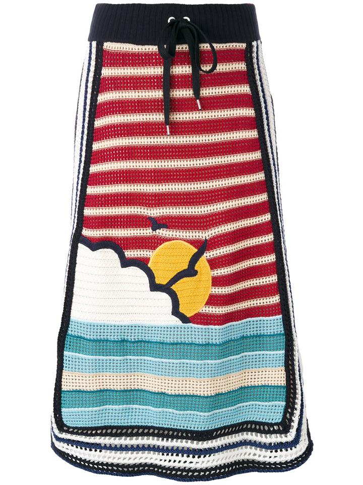 Red Valentino - Skyline Motif Knitted Skirt - Women - Cotton/acrylic/wool - L, Women's, Cotton/acrylic/wool