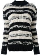 Ermanno Scervino Striped Chunky Jumper, Women's, Size: 42, Black, Acrylic/crystal/wool/brass