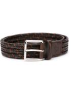 Canali Braided Belt, Men's, Size: 90, Brown, Leather/spandex/elastane