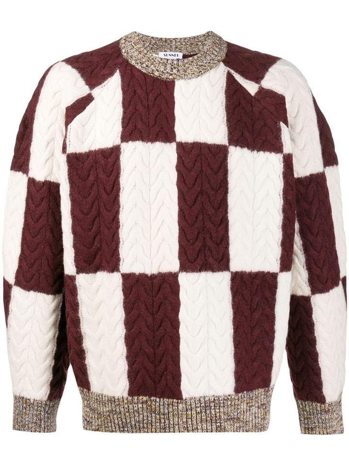 Sunnei Contrast Geometric Sweater - Purple