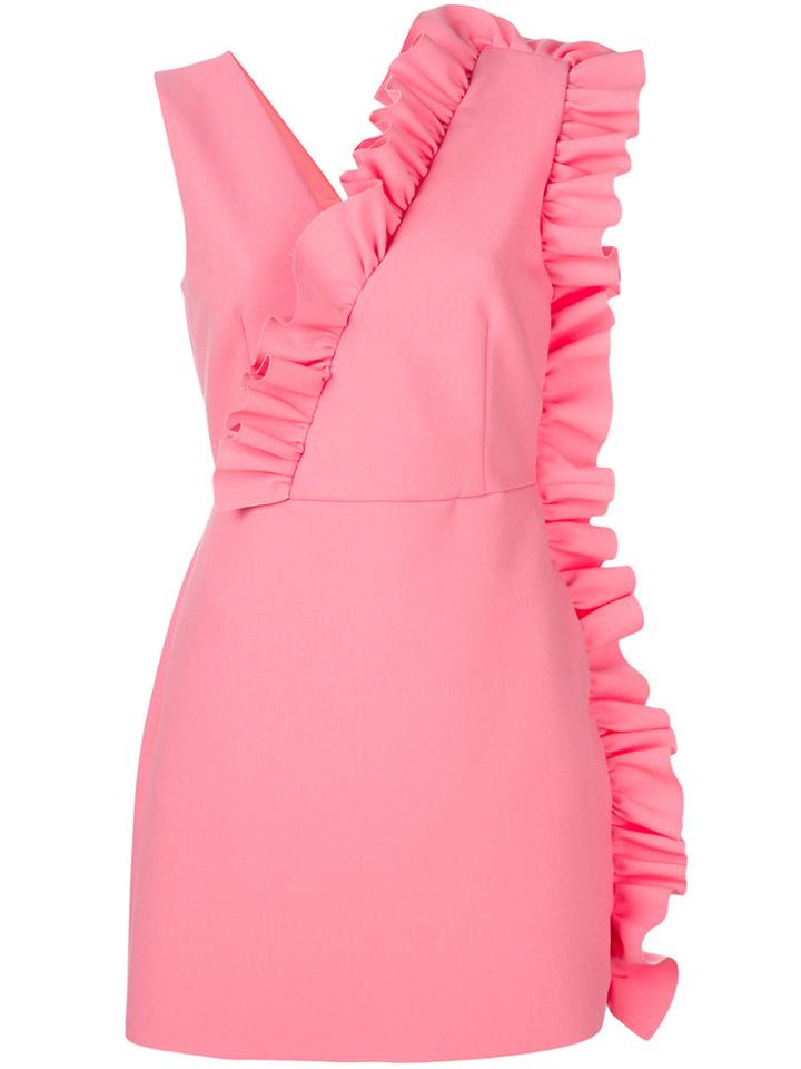 Msgm Fitted Ruffle Dress - Pink & Purple