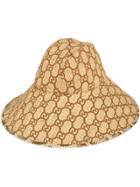 Gucci Gg Fedora Hat With Snakeskin - Neutrals