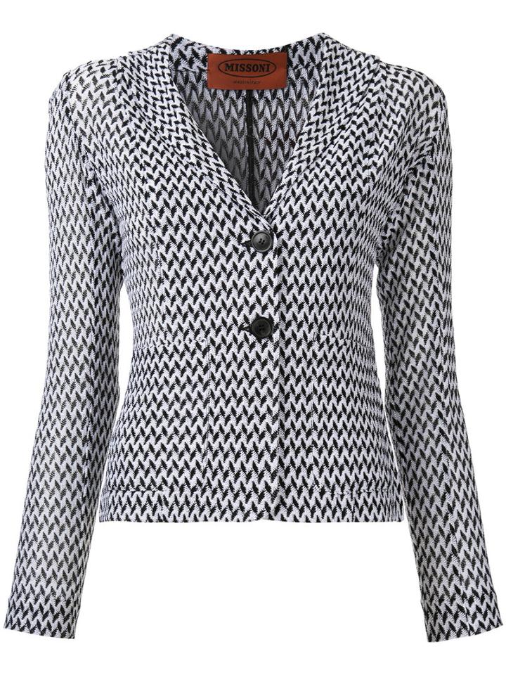Missoni Zig-zag Pattern Blazer, Women's, Size: 40, Black, Cotton/viscose