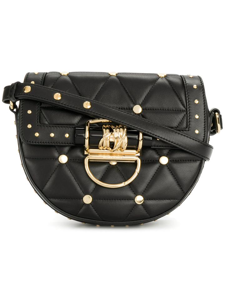 Balmain Quilted Studded Shoulder Bag - Black