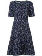 Oscar De La Renta - Floral Print Dress - Women - Cotton/spandex/elastane - 10, Blue, Cotton/spandex/elastane