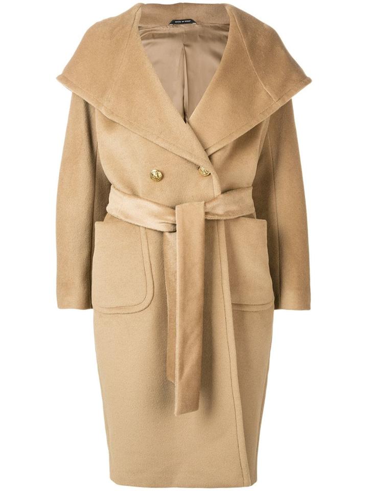 Tagliatore Hodded Midi Coat - Nude & Neutrals