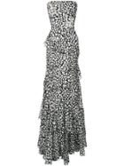 Alex Perry Swarovski Crystal Embellished Patterned Strapless Dress -