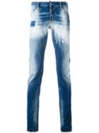Faded Slim Fit Jeans - Men - Cotton/calf Leather/polyester/spandex/elastane - 48, Blue, Cotton/calf Leather/polyester/spandex/elastane, Dsquared2