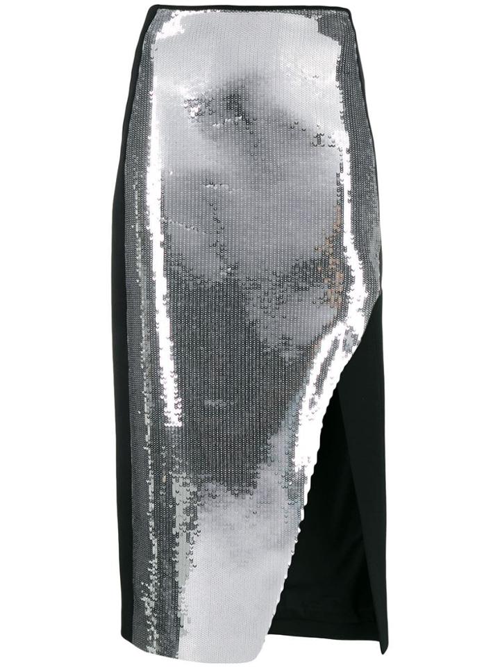 David Koma Sequin Embroidered Asymmetric Skirt - Black