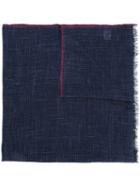 Brunello Cucinelli Woven Scarf, Men's, Blue, Silk/linen/flax
