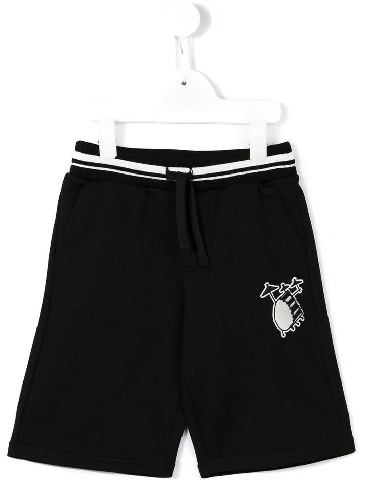 Dolce & Gabbana Kids Drum Kit Track Shorts, Boy's, Size: 12 Yrs, Black