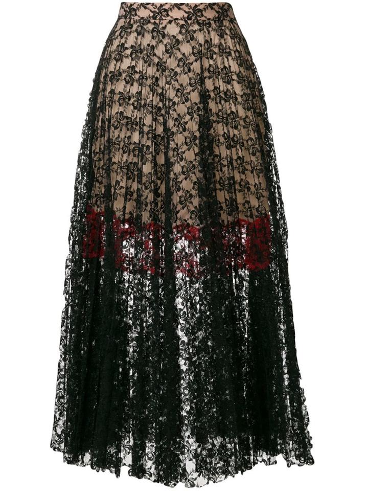 Christopher Kane Pleated Lace Skirt - Black