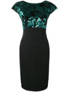 Cavalli Class Sequin Embellished Fitted Dress - Black