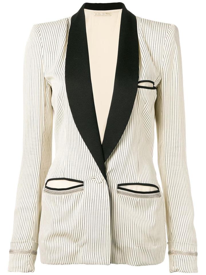 Balenciaga Vintage 2000's Striped Blazer - White
