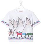 Alberta Ferretti Kids Teen Native American Print T-shirt - White