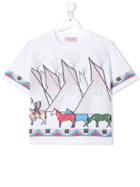 Alberta Ferretti Kids Teen Native American Print T-shirt - White