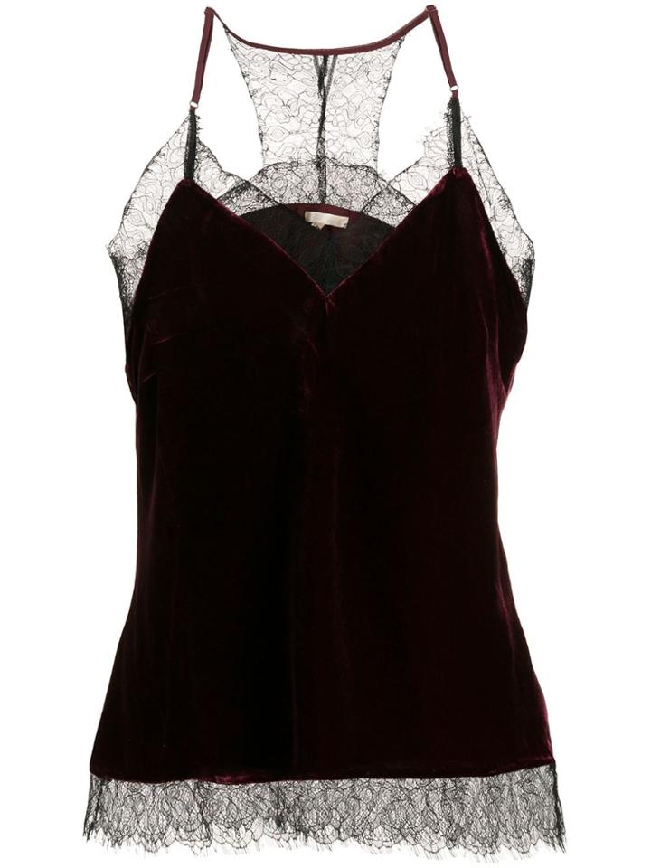 Gold Hawk Lace Trimmed Camisole - Red
