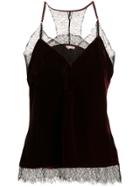 Gold Hawk Lace Trimmed Camisole - Red