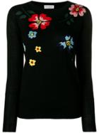 Sonia Rykiel Embroidered Flower Jumper - Black