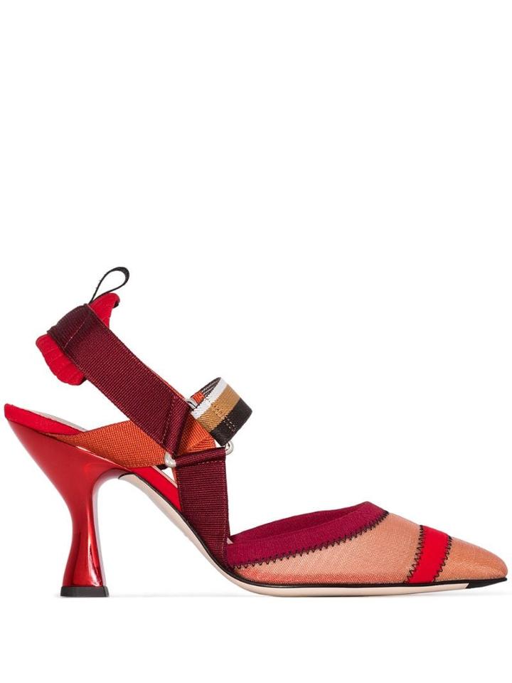 Fendi Colibri 85mm Slingback Pumps - Red
