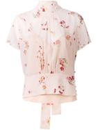 Red Valentino - Floral Blouse - Women - Silk/spandex/elastane - 42, Nude/neutrals, Silk/spandex/elastane