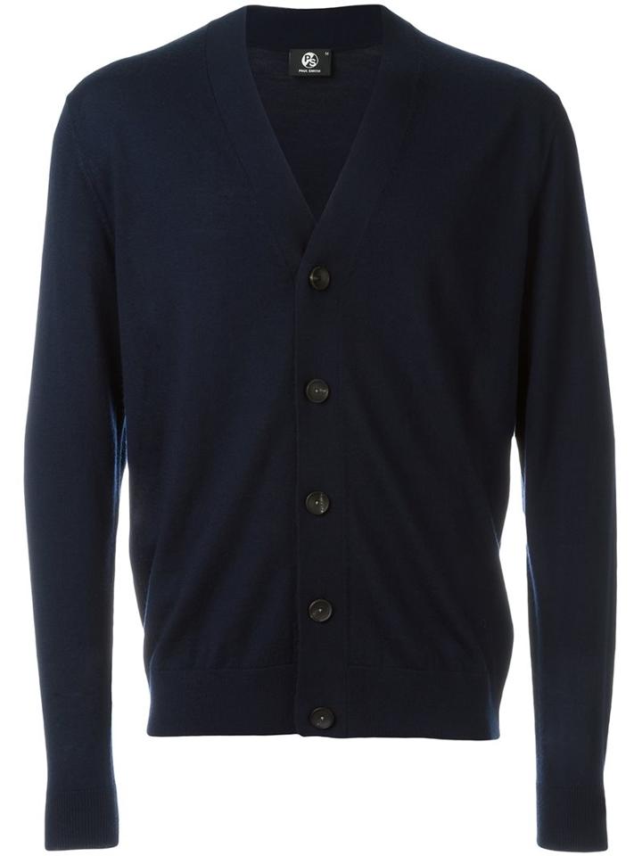 Ps By Paul Smith Corozo Button-up Cardigan, Men's, Size: Xs, Blue, Merino